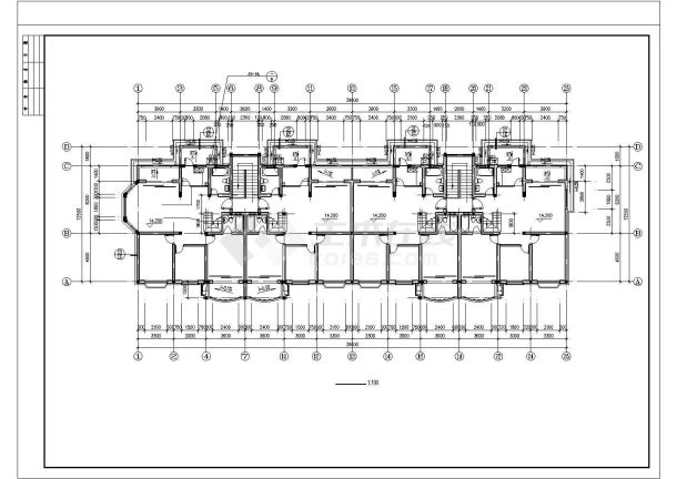 某县事业单位员工宿舍楼建筑施工CAD图-图二