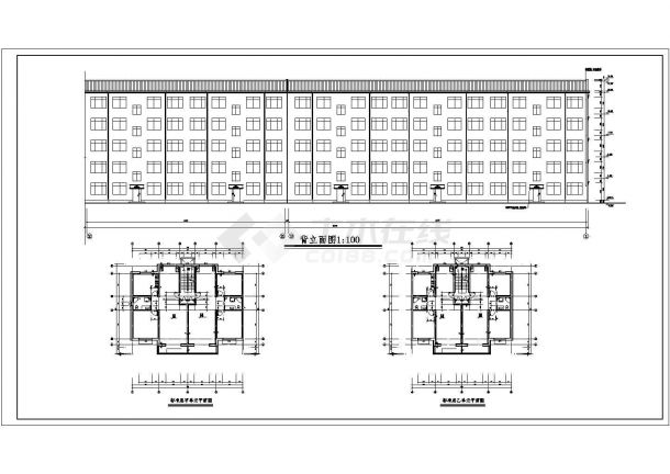 乌海市某社区9400平5层砖混住宅楼建筑设计CAD设计图（含水电结构）-图一