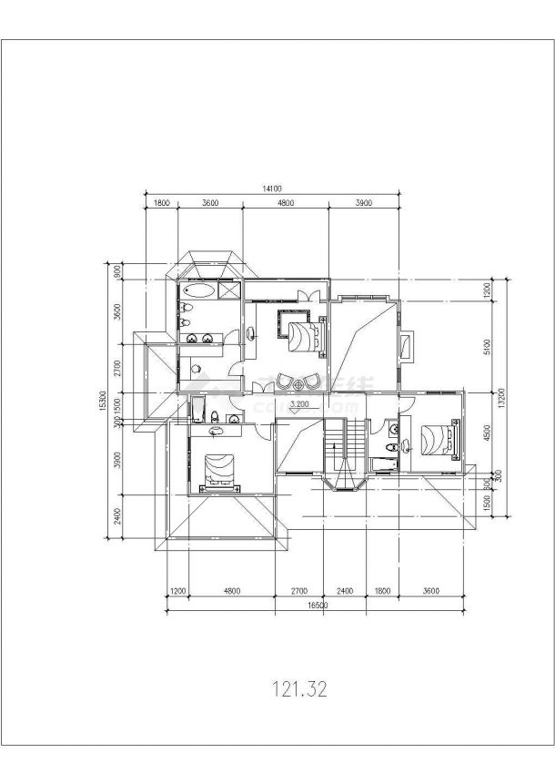某地区豪华独立别墅建筑方案设计施工CAD图纸（含效果图、说明书）-图二