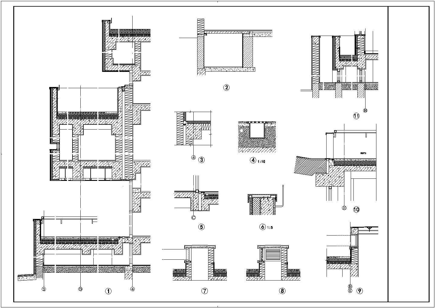 某教学综合楼墙身CAD施工节点完整详图