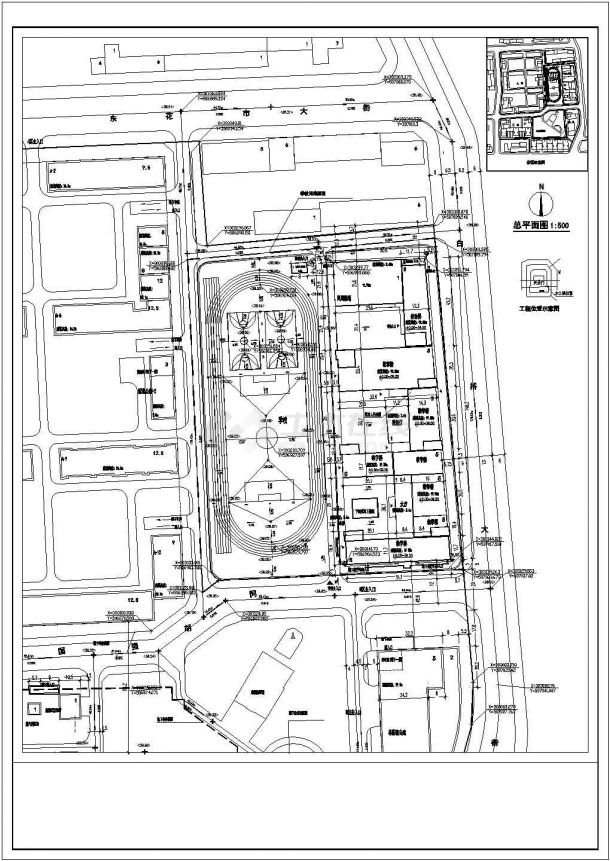 某中学全套建筑CAD设计节点完整施工图总图-图一