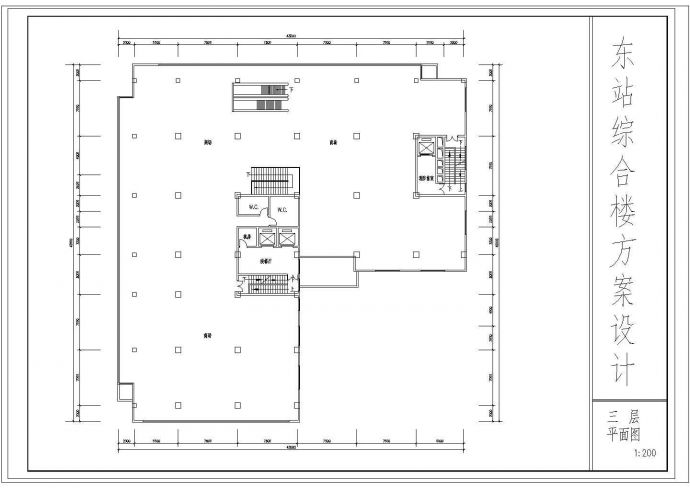 长41.5米 宽41米 -1+12层商业及办公综合楼建筑方案图_图1