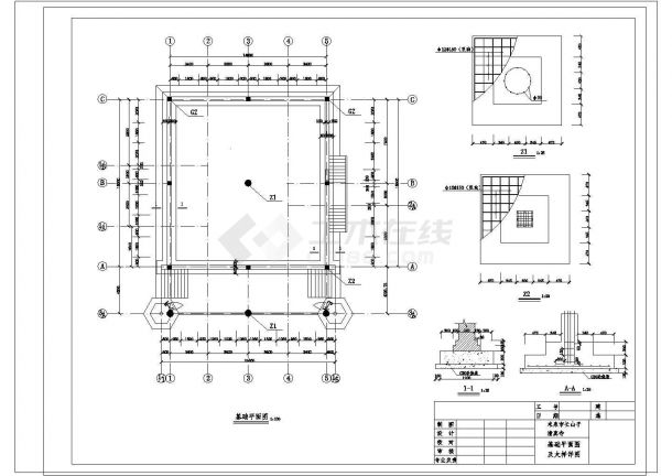 某地区米泉市清真寺设计CAD基础平面布置参考图-图一