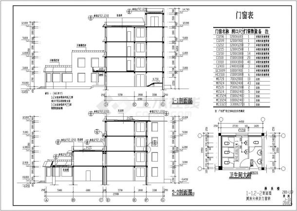 某37.1米x18.5米共五层养老院建筑CAD各层平面立面剖面设计图-图一