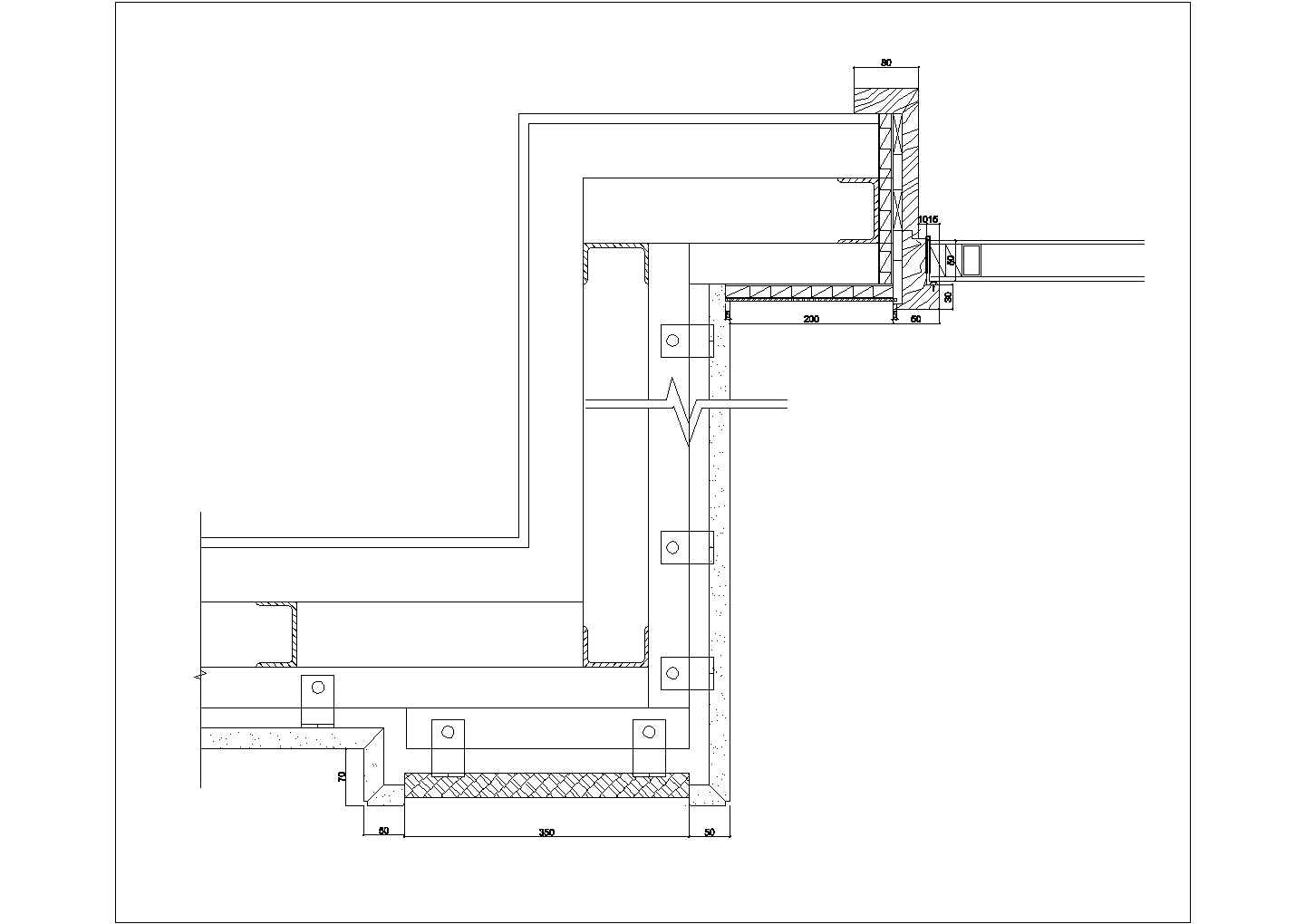 某墙身木制装饰标准节点CAD设计完整平面详图