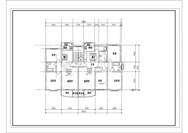 某CAD施工平立面方案120至140平米的户型【1梯2户每户120至130平米2个 130至140平米3个】-图一