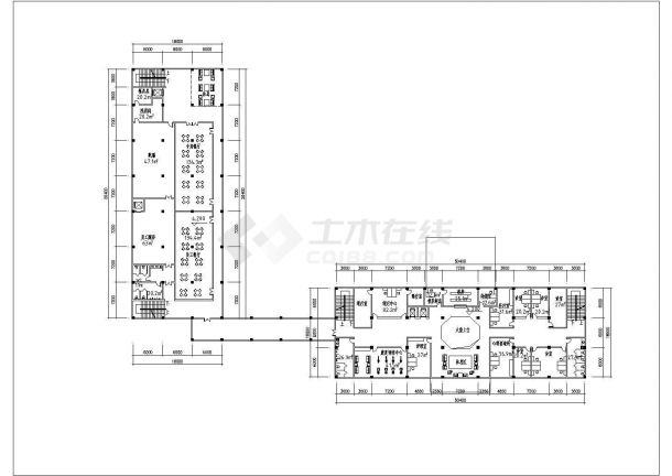 某长57.2米×14.6米四层福夕院养老公寓CAD施工设计图-图一