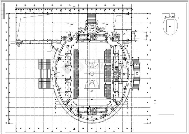 某地大学体育馆建筑设计施工cad图纸-图二