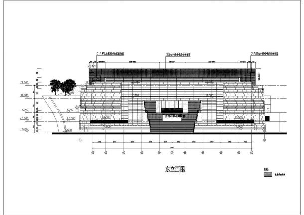 某井冈山历史革命博物馆新馆CAD设计图纸立面图-图一