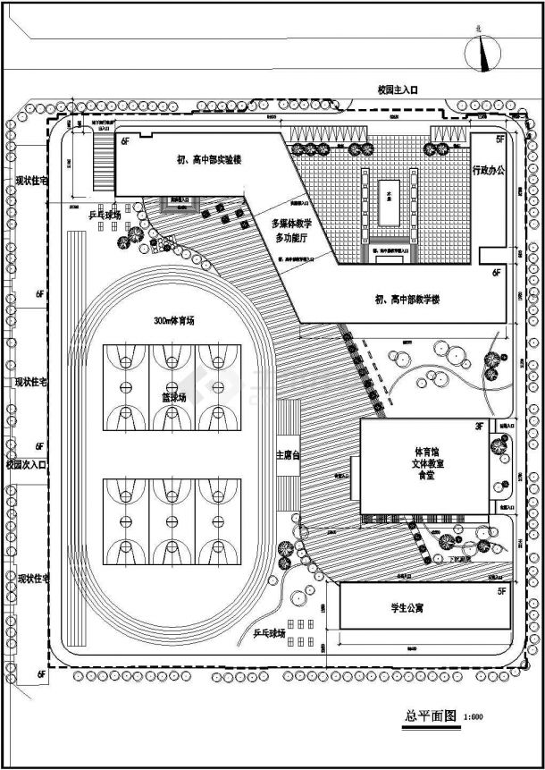 某太原中学校区规划及单体设计CAD完整平立剖构造图-图一