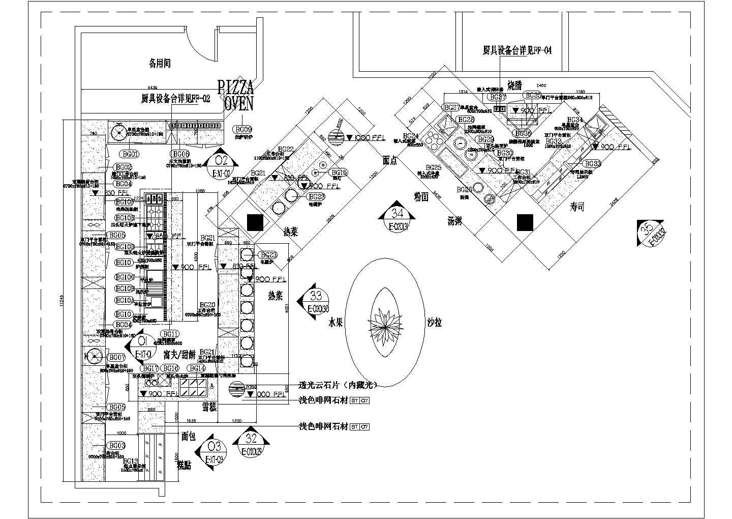 某二层亚洲熟食餐厅CAD自助餐厨房CAD节点设计详图