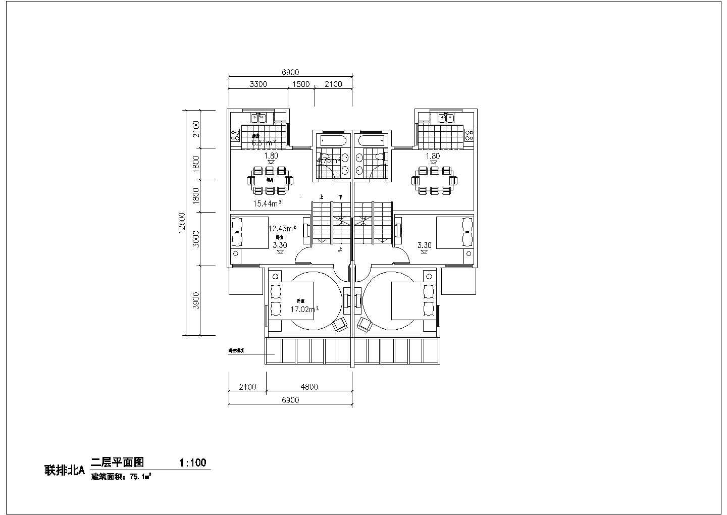 连排北a别墅详细设计施工全套建筑平立面CAD图纸
