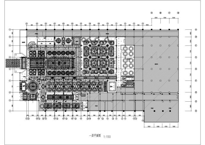 某上海红子鸡餐厅施工CAD大堂及散座设计平面图_图1