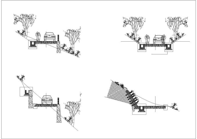 某公园景观设计道路典型横断面CAD施工平立剖节点图_图1