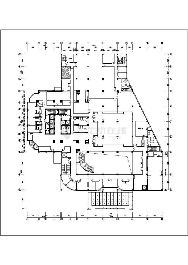 某浙江五星级酒店二层餐厅CAD施工图小餐厅平顶立面图-图一