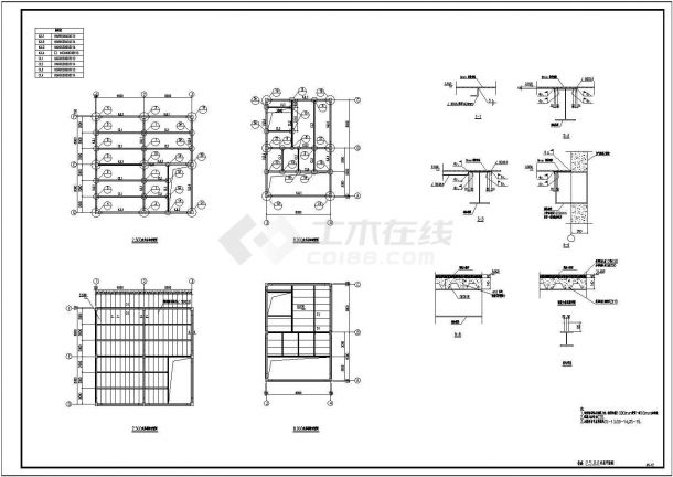 某钢框架夹层结构节点CAD完整施工平面设计图-图一