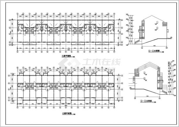 昆明市惠兰园小区3层砖混住宅楼建筑设计CAD施工图（含车库层）-图二