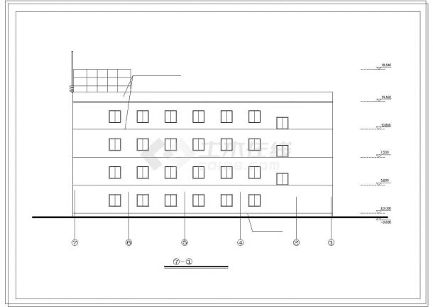 某砖混结构四层学校教学楼建筑设计cad方案图（高19米）-图二