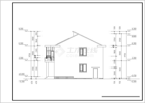 某独立农村节能别墅建筑方案设计施工CAD图纸（含效果图）-图一