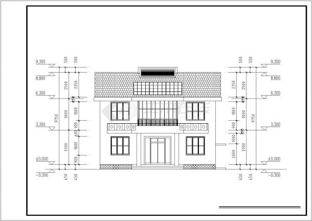 某独立农村节能别墅建筑方案设计施工CAD图纸（含效果图）-图二