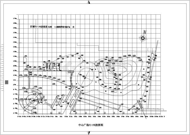 某中心广场景观CAD节点剖面设计平面图-图一