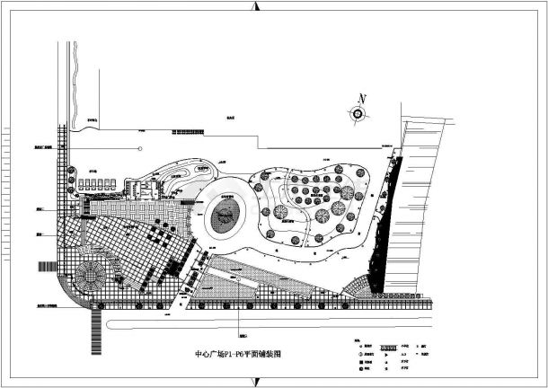 某中心广场景观CAD节点剖面设计平面图-图二