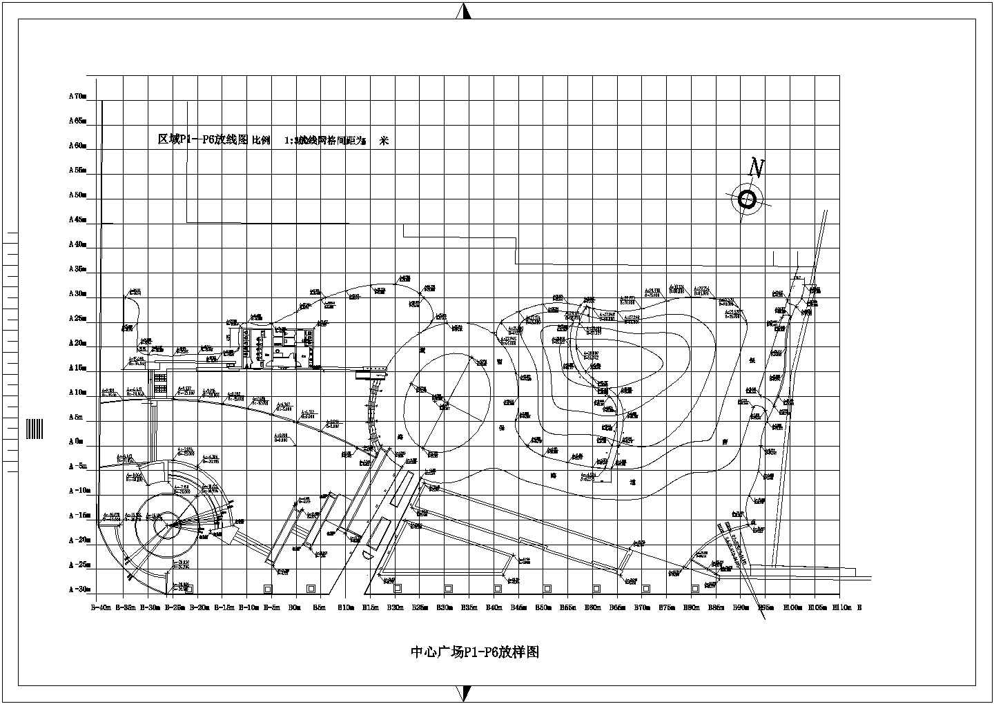 某中心广场景观CAD节点剖面设计平面图