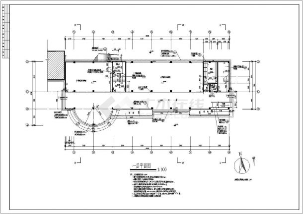 某小学多功能教学楼建筑施工图CAD-图二