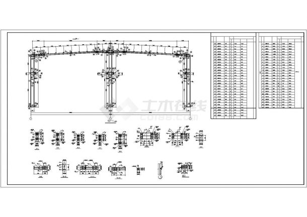 96x30m 30T门式轻钢结构车间结施全图-图二