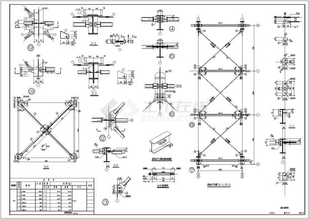[黑龙江]4S服务站钢框架支撑节点CAD全套构造详图-图一