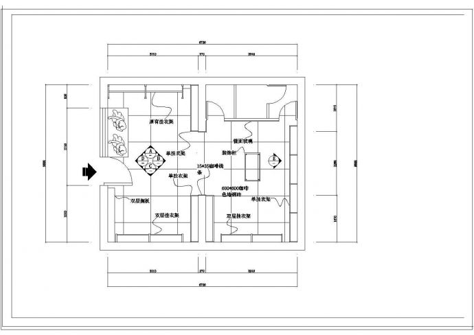 某服装店装修CAD节点构造设计方案图_图1
