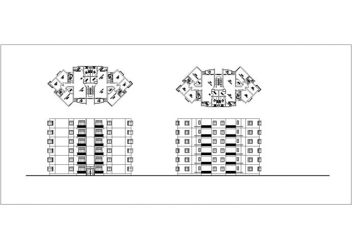 赤峰市某小区6+7层两栋住宅楼立面设计CAD图纸（含标准层平面图）_图1