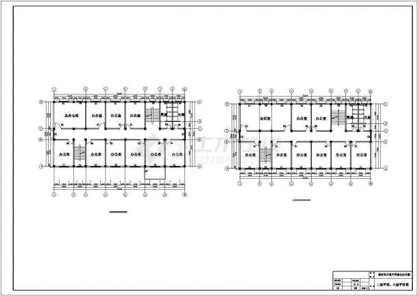 办公楼设计_LF市自强中学综合办公楼全套建筑施工设计图纸(含首层平面、卫生间详图)-图二