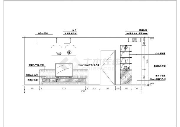 某电视背景墙CAD详细构造设计施工图纸-图一