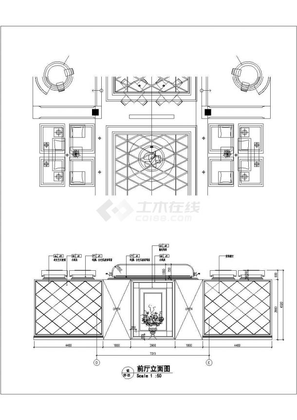 某上海特色餐厅施工CAD详细完整节点立面图-图一
