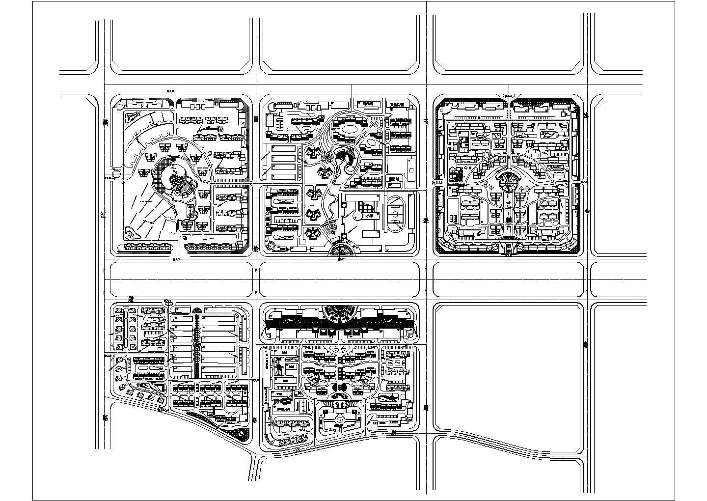 某小镇景观规划CAD全套节点平面分析图