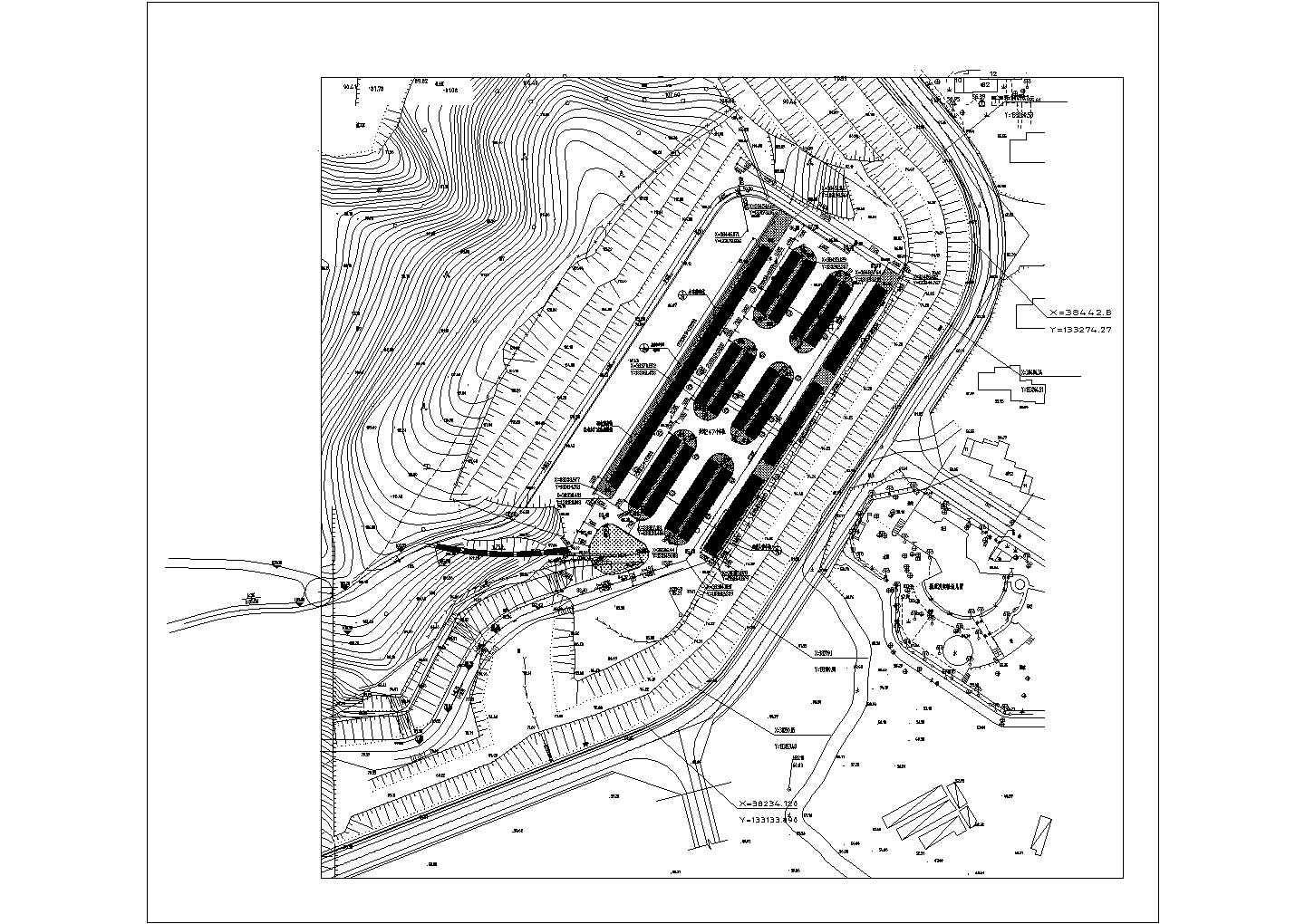 某停车场CAD完整平立剖构造设计图
