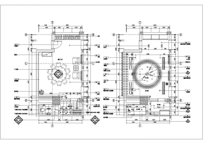 某餐厅圆桌小包间施工CAD节点完整设计图纸_图1