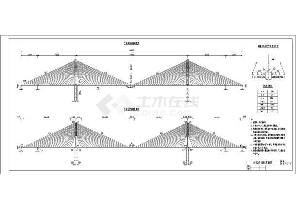 某地公路—I级桥面宽度26.8m单索面预应力混凝土斜拉桥施工设计（计算书、CAD图）-图一