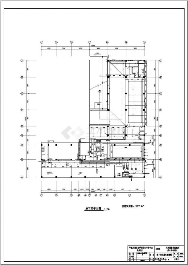 华北水利水电学院高层建筑给排水全套建筑设计cad图纸(含备份系统图)-图一