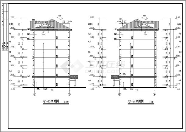 某长32.65米 宽13.025米 6层阁楼2单元每单元2户住宅楼CAD设计图-图二