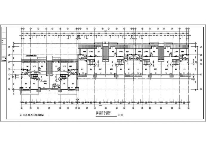 某长73.07米 宽18.8米 五层阁楼三单元对称户型 含CAD详图_图1