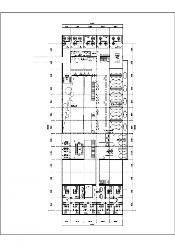 某食品综基地办公楼方案设计二层CAD平面图_图1
