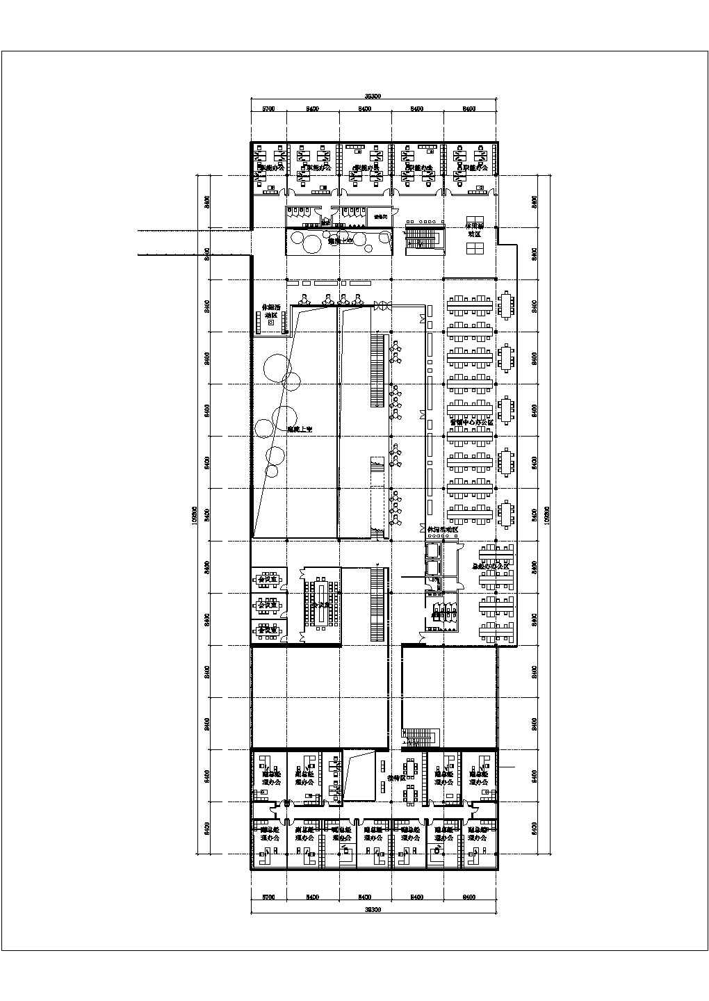 某食品综基地办公楼方案设计二层CAD平面图