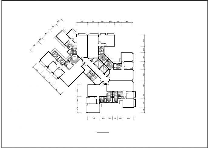 香港深水埗地区某居住区6栋高层住宅楼的标准层平面设计CAD图纸_图1