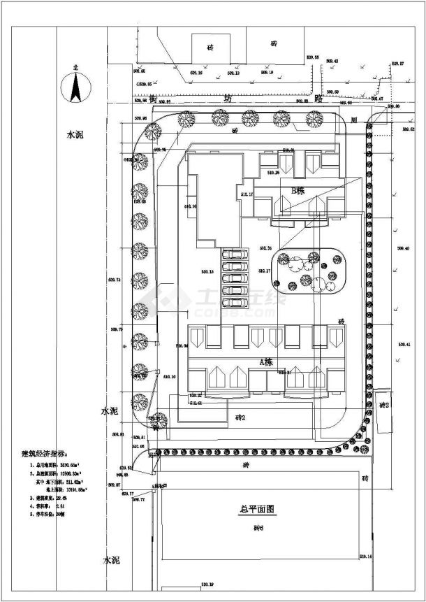 2栋11层框架结构联立式商住楼全套建筑设计CAD图纸（1层商铺/含阁楼）-图二