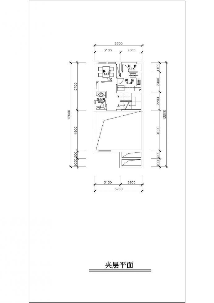 某城市带夹层联排别墅建筑方案经典户型设计施工CAD图纸_图1