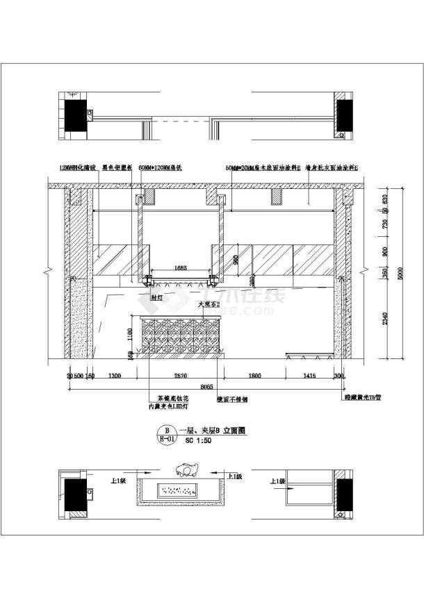 时尚餐厅立面装饰设计cad施工图纸-图一