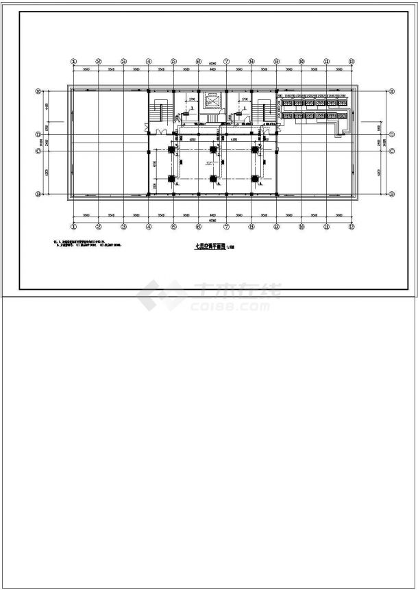 办公楼设计_天津某地上七层欧式办公楼通风空调设计cad施工图-图一