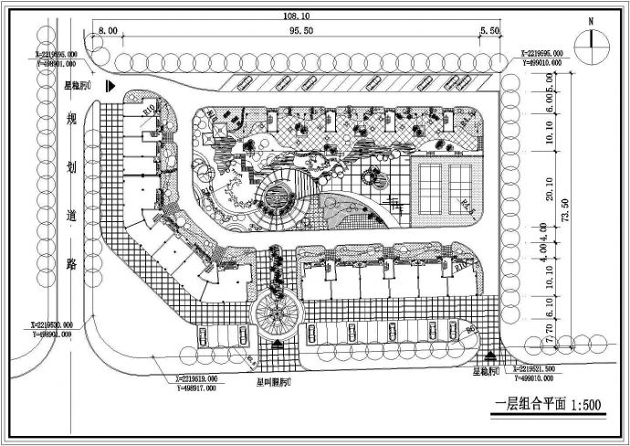 西安市澜丰家园居住区总平面规划设计CAD图纸（含一层组合平面图）_图1